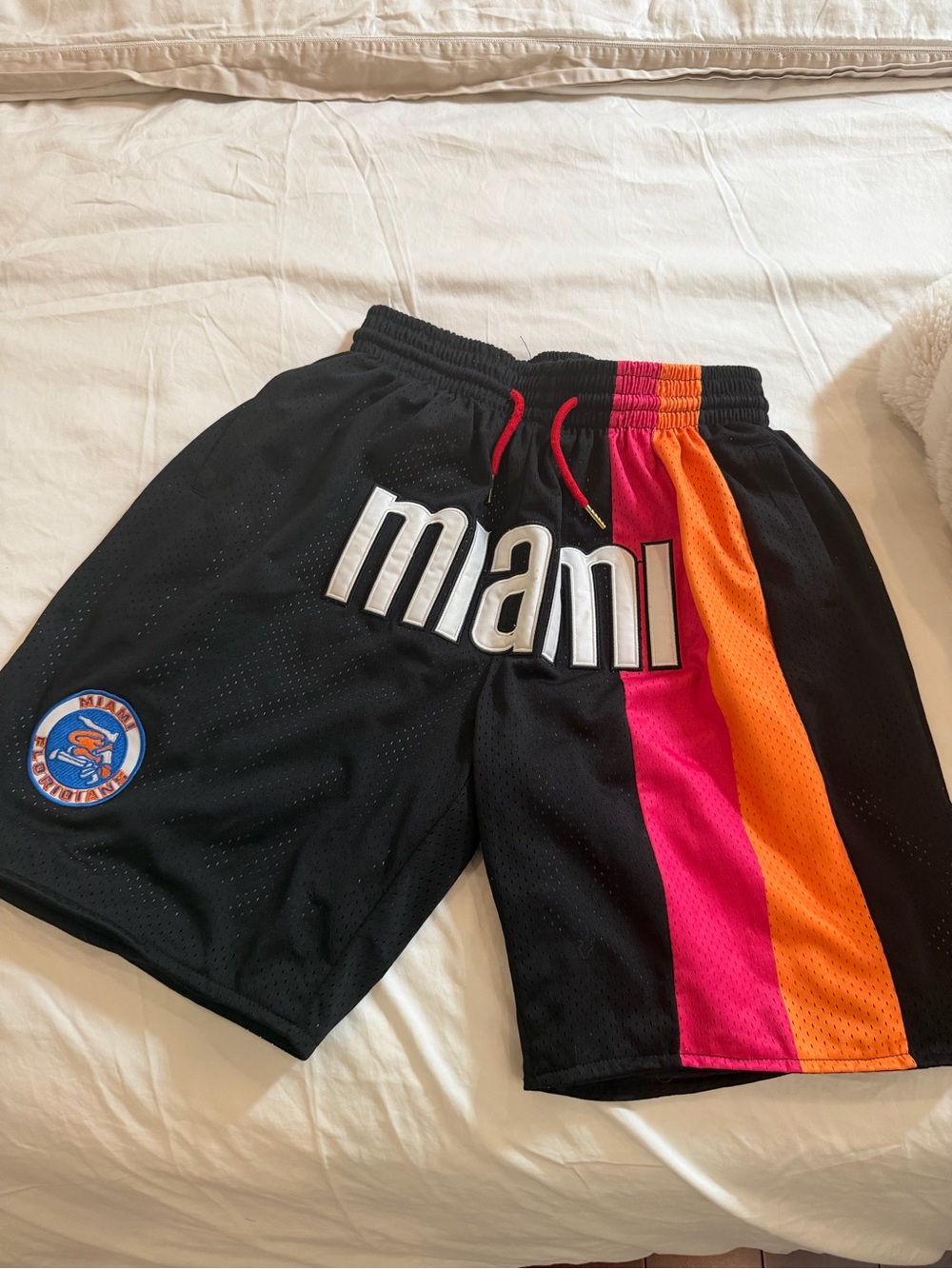 Just Don Miami Colorblock Shorts - Black / Pink / Orange